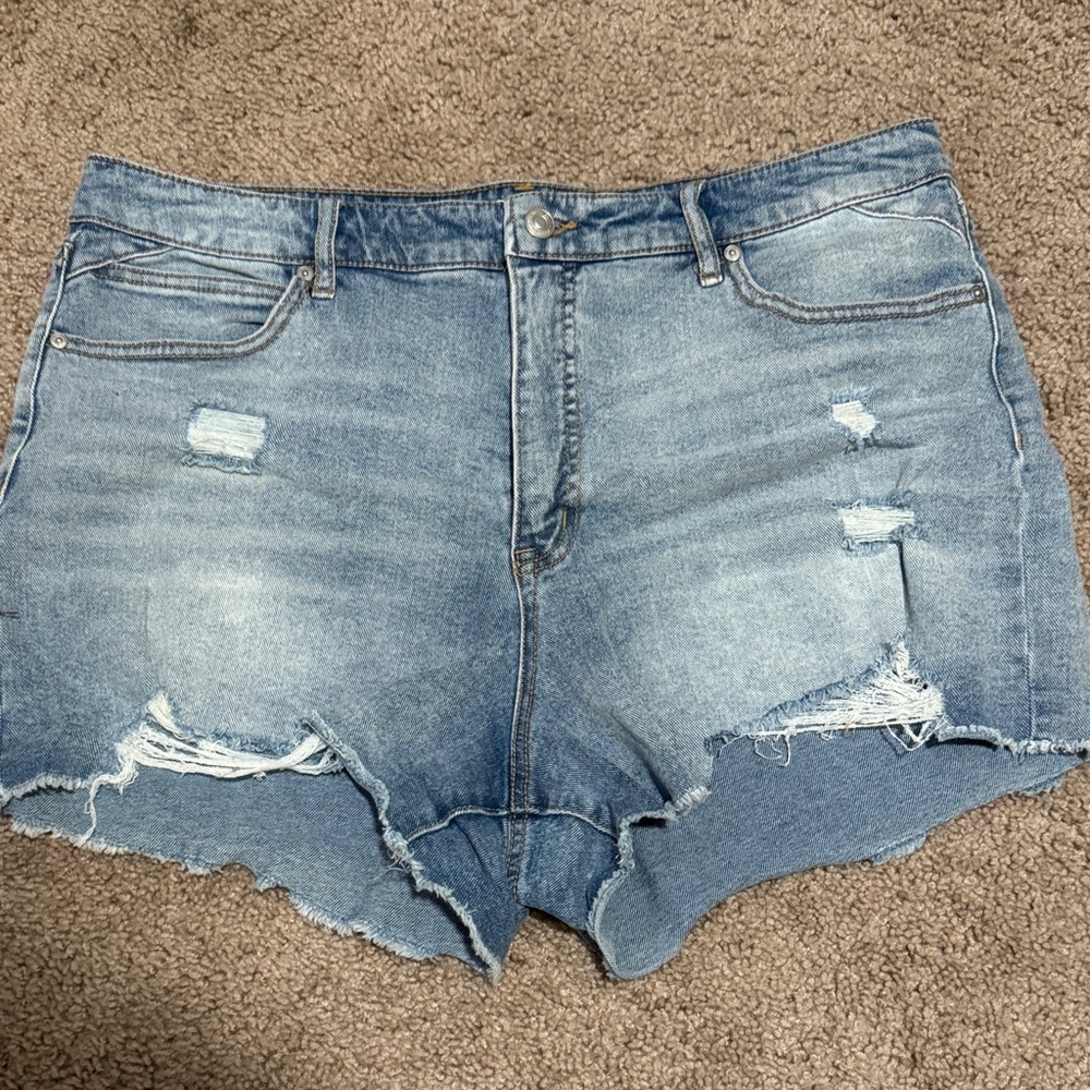Sofia by Sofia Vergara Light Blue Distressed Jean Shorts